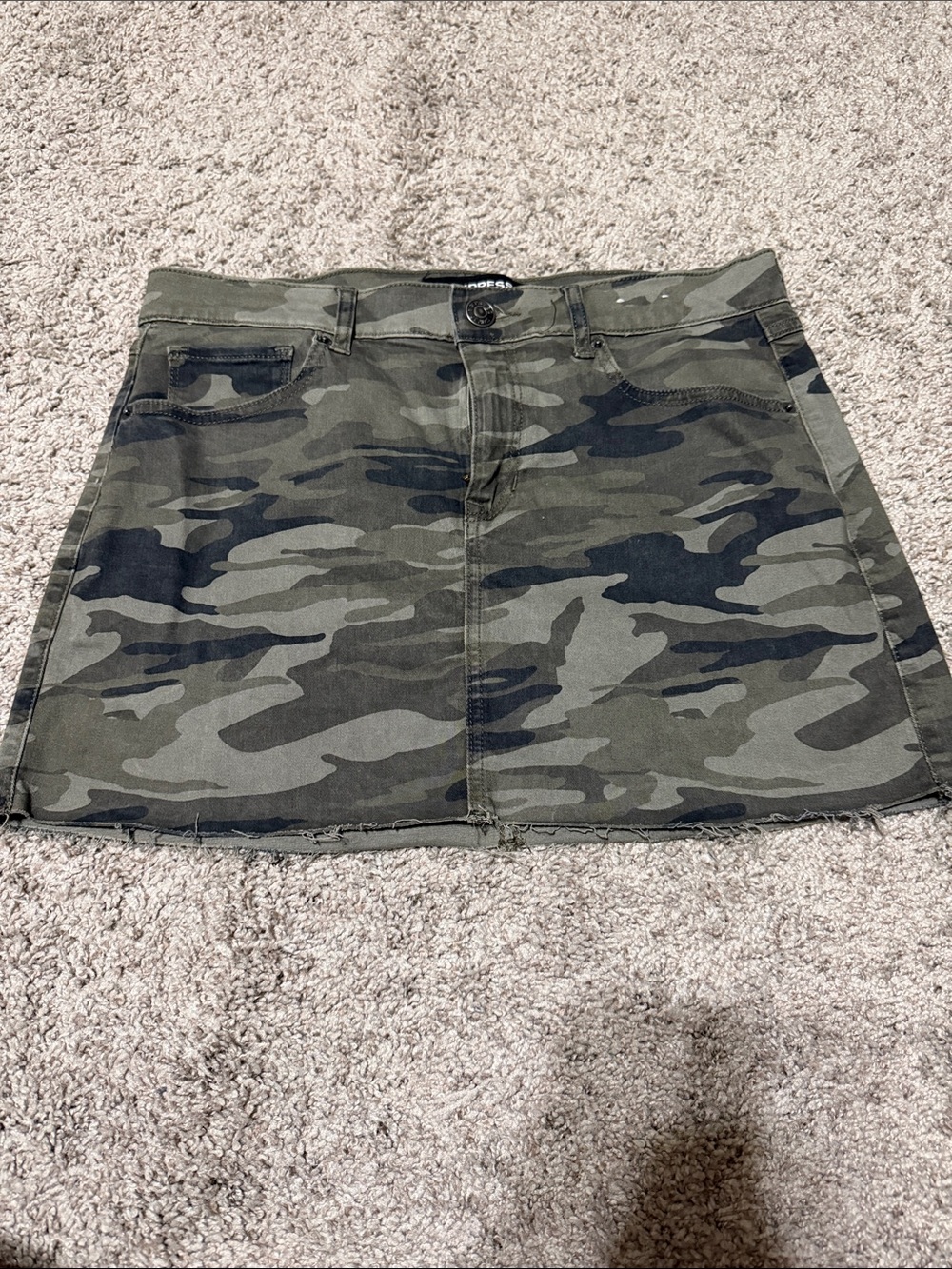 Express Olive Camo Mini Skirt